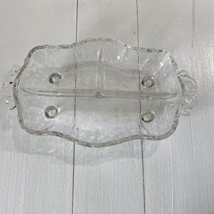 Vintage Crystal Cambridge Rose Point 3 Part Relish #3900/125
